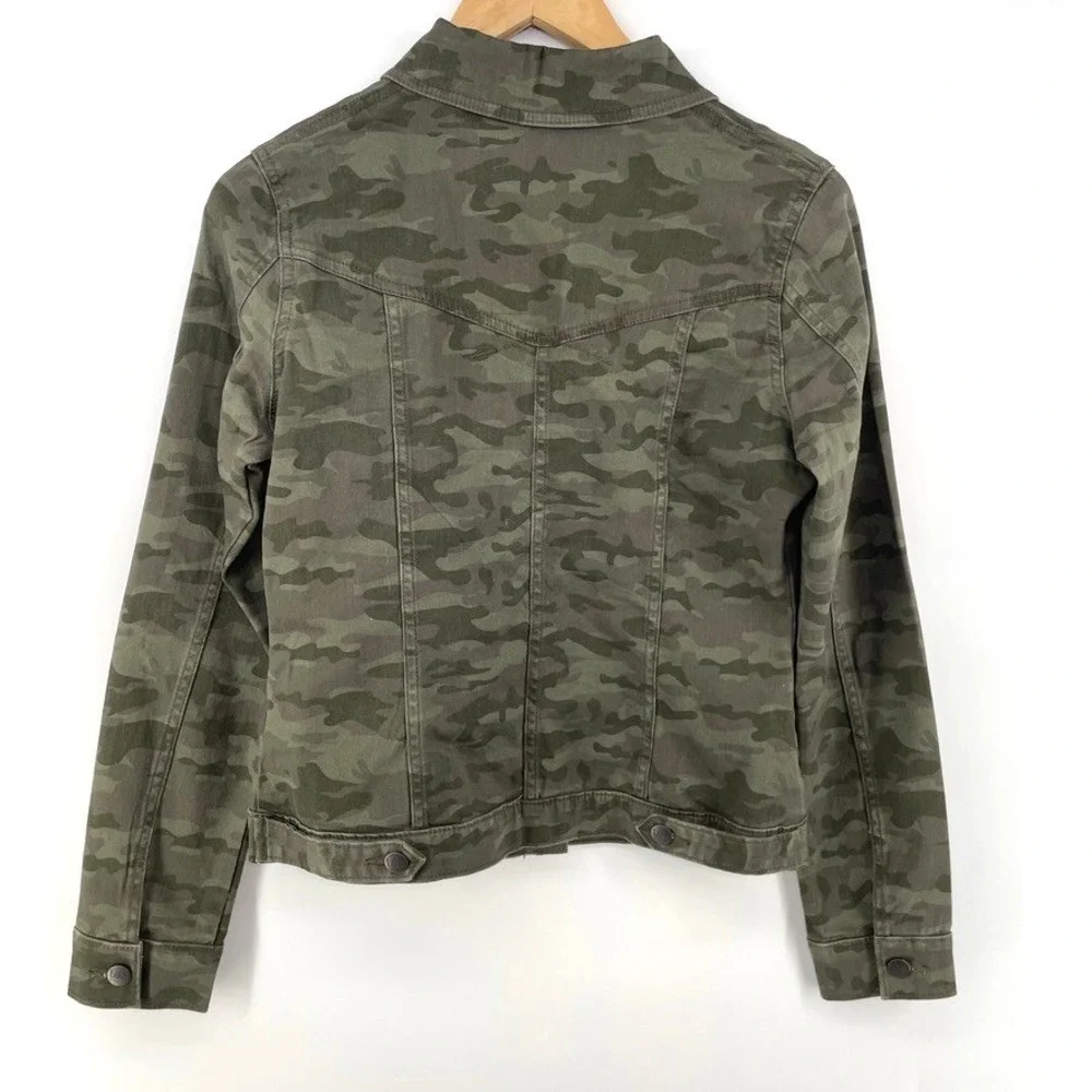 Lee‎ Denim Camo Trucker Jacket Women S Grunge Edgy Streetwear Punk Work Military